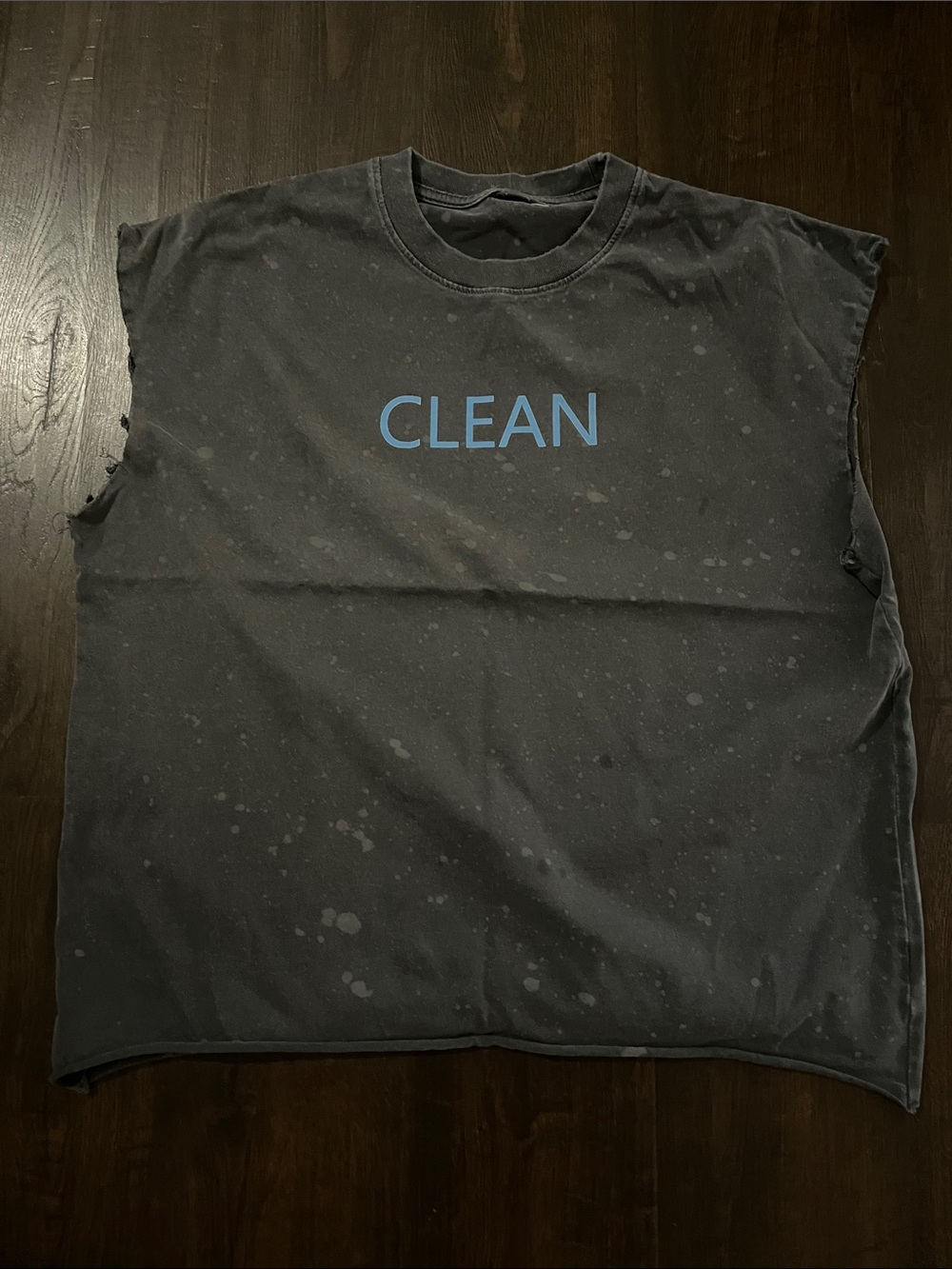 Men's Black Sleeveless Tank Top with Blue CLEAN Graphic